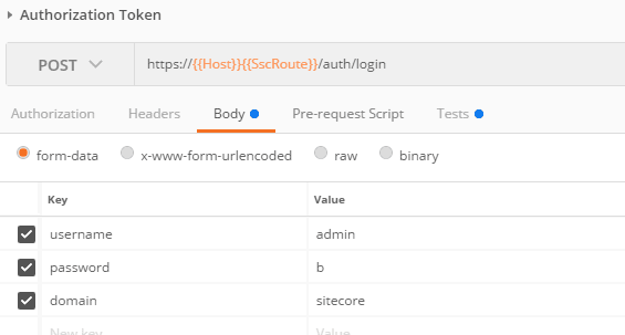 Request Sitecore token using Postman